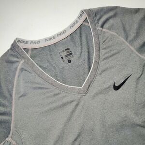 Nike Pro V-Neck Training Top Women's Small‎ Gray Dri-FIT Activewear Shirt